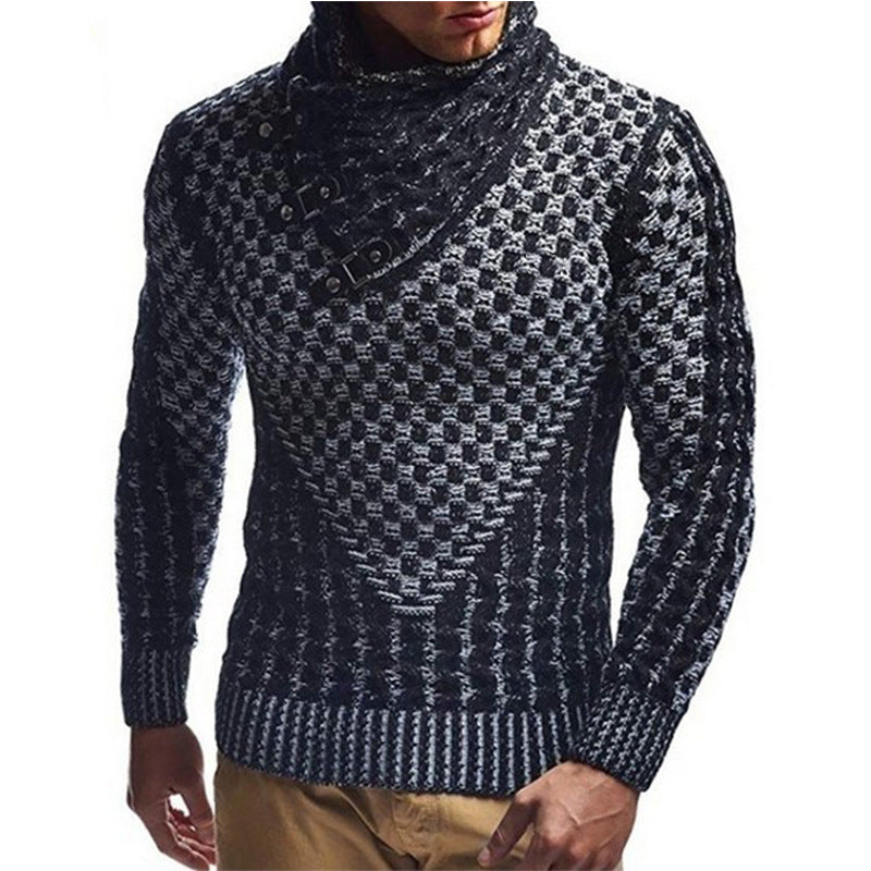 Modern Knit Sweater Herren | Strickpullover mit Hochgeschlossenem Kragen & Zopfmuster