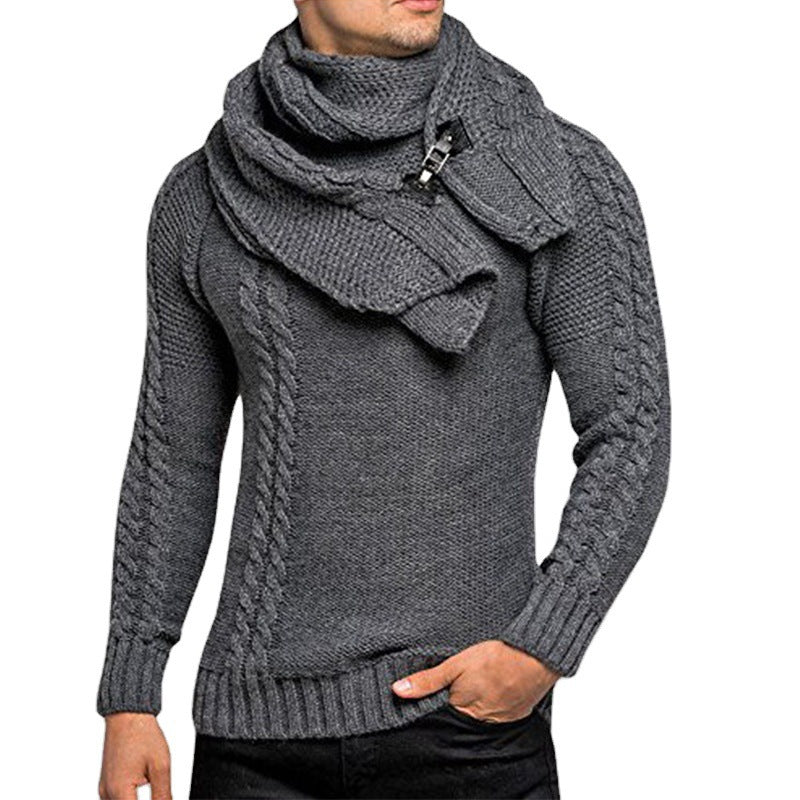 Chic Knit Sweater Herren | Strickpullover mit Integriertem Schal & Modernem Schnitt
