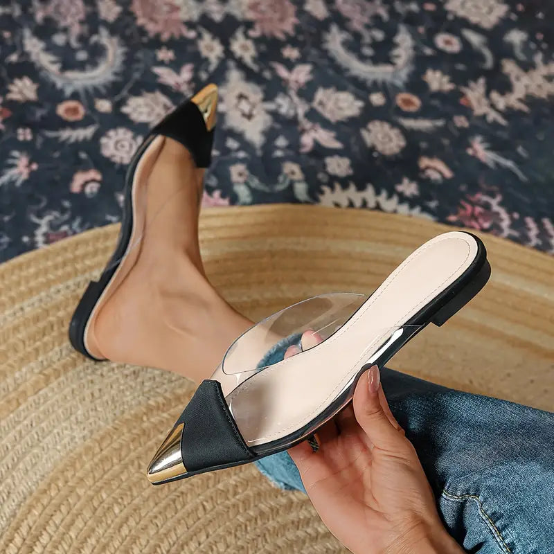 Flamino | Spitze Zehe Flache Schuhe mit Transparenten Riemen