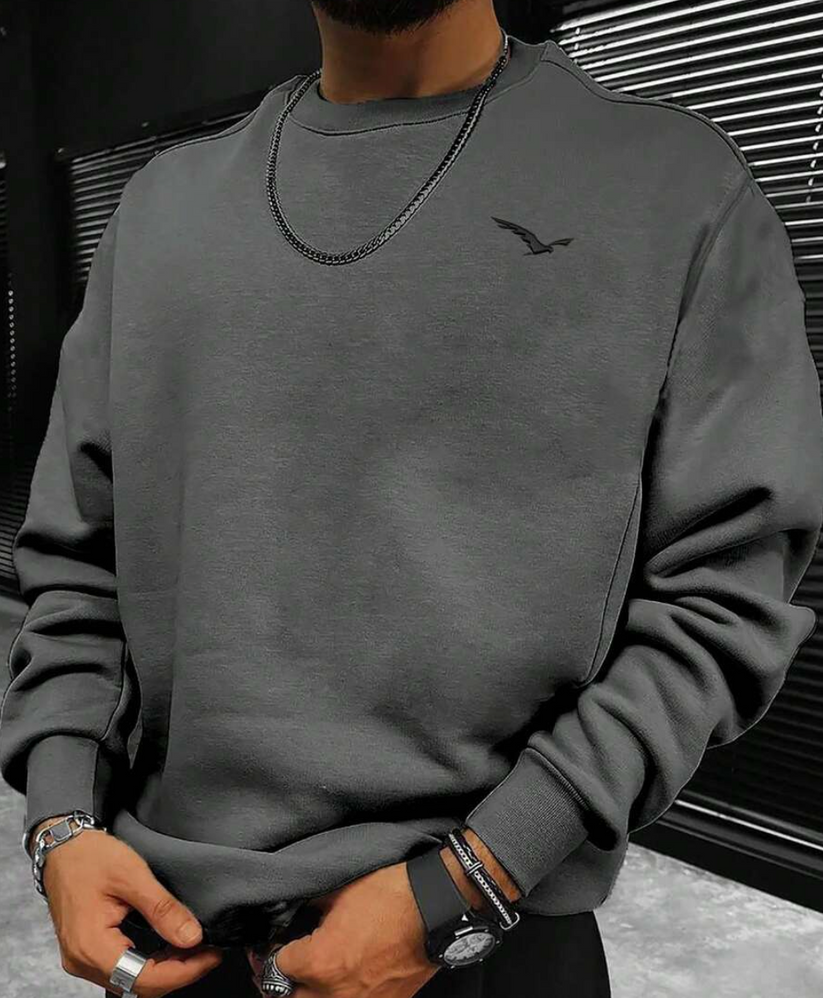 Wolph | Herren Crewneck Sweatshirt mit gesticktem Vogel-Logo, Casual Fit