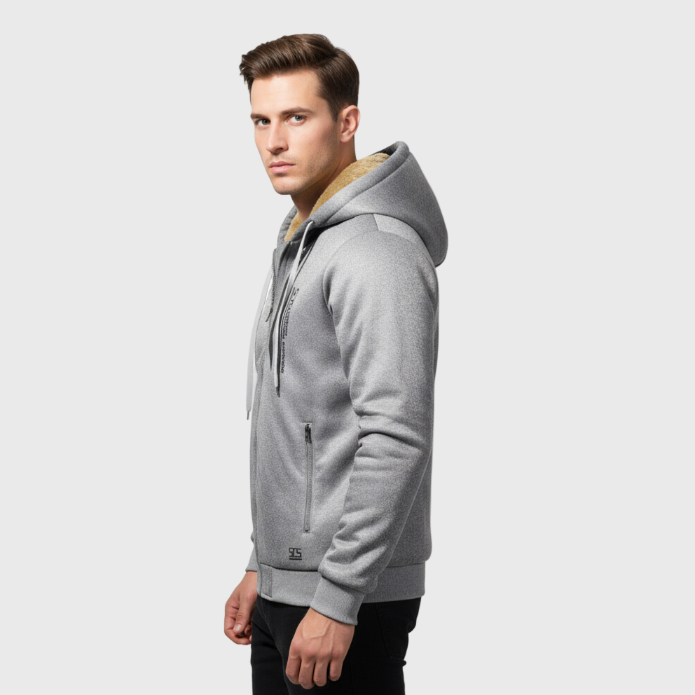 Fleece Hoodie | Herren Kapuzenjacke mit Reißverschluss und Fleecefutter