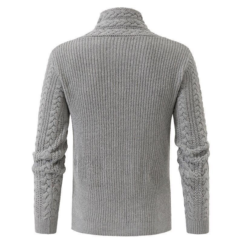 Herren Strickpullover mit Schalkragen & Zopfmuster | Eleganter Wollpullover für Herren