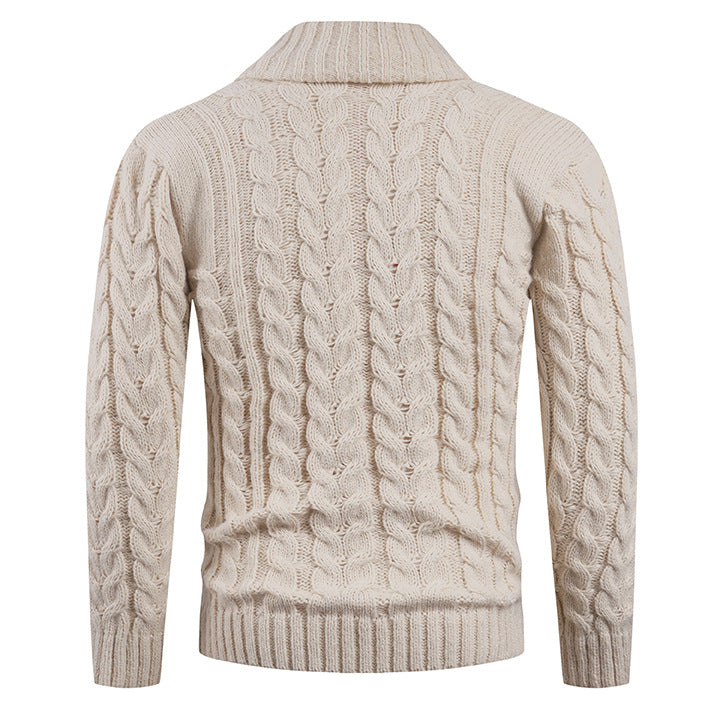 Herren Strickjacke mit Zopfmuster und Schickem Schalkragen | Warme & Stylische Männerjacke