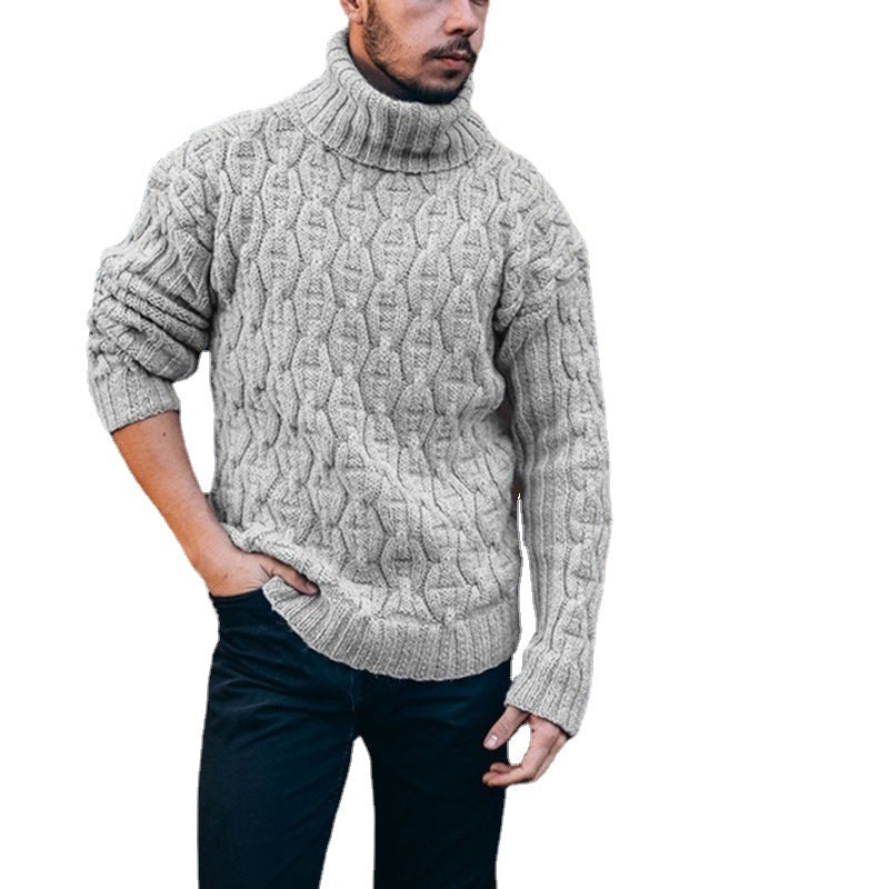 Chunky Knit Sweater Herren | Grobstrickpullover mit hohem Kragen & strukturiertem Zopfdesign