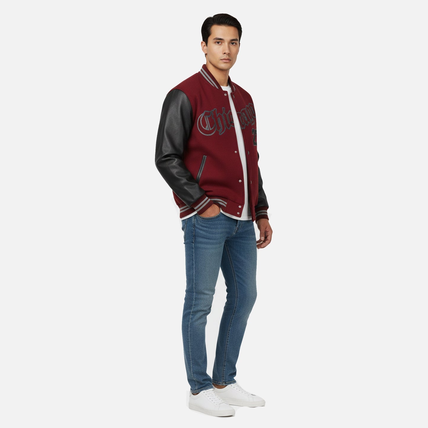 Herren Collegejacke | Varsity Fleece mit Farbblock und Lettering
