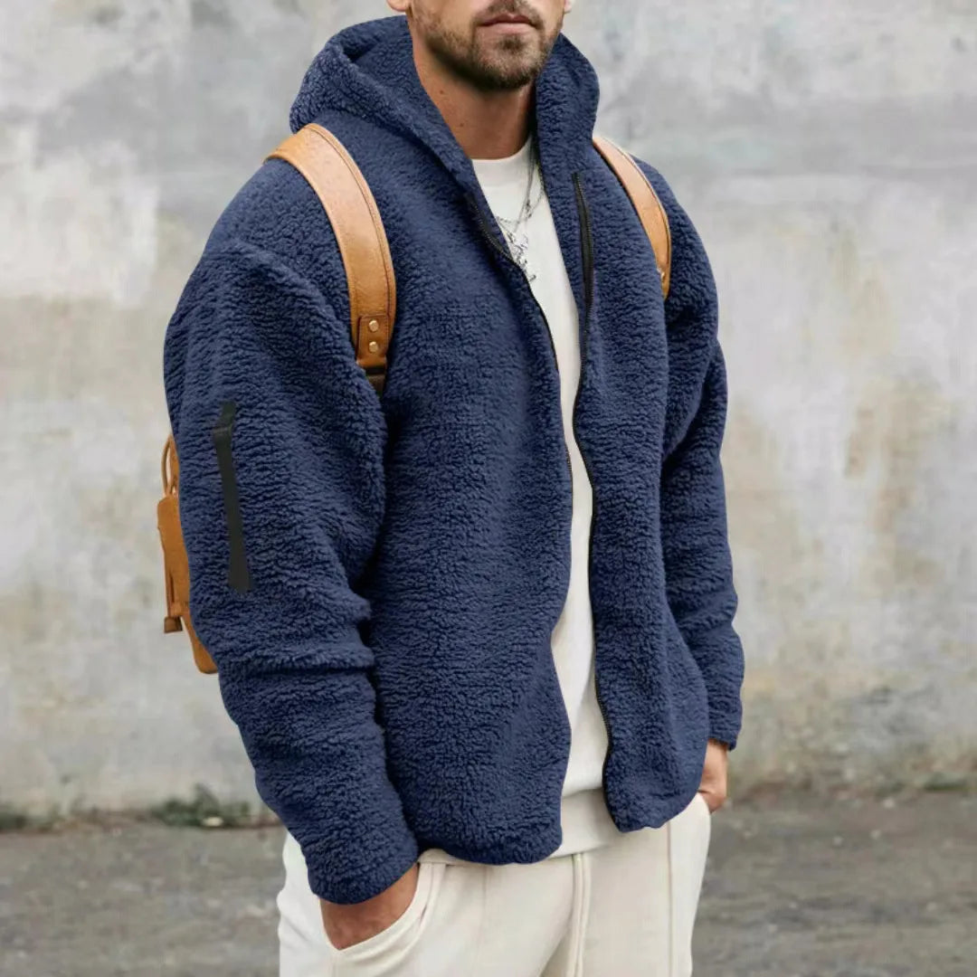 Herren Winter-Fleece Hoodie mit Kapuze & weichem Plüschfutter