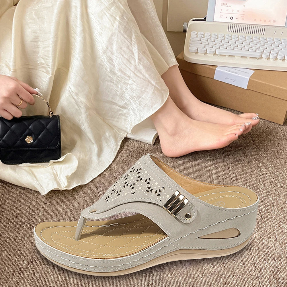 Floriane | Damen Hochwertige Plattform Slip-On Sandalen – Bequeme Sommerschuhe für den Alltag