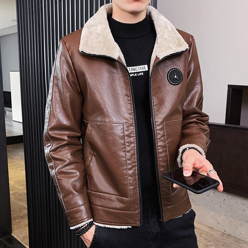 Bastien | Herren Faux Leather Jacke, Regular Fit, Fleecegefüttert, Reißverschluss