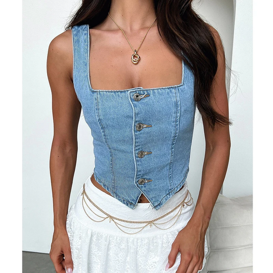 Norlyn | Modisches Ärmelloses Denim-Top – Stilvolle Eleganz für den Sommer