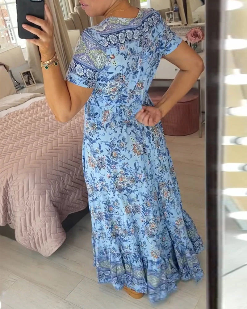 Reliza | Boho Midi-Sommerkleid mit Blumenprint