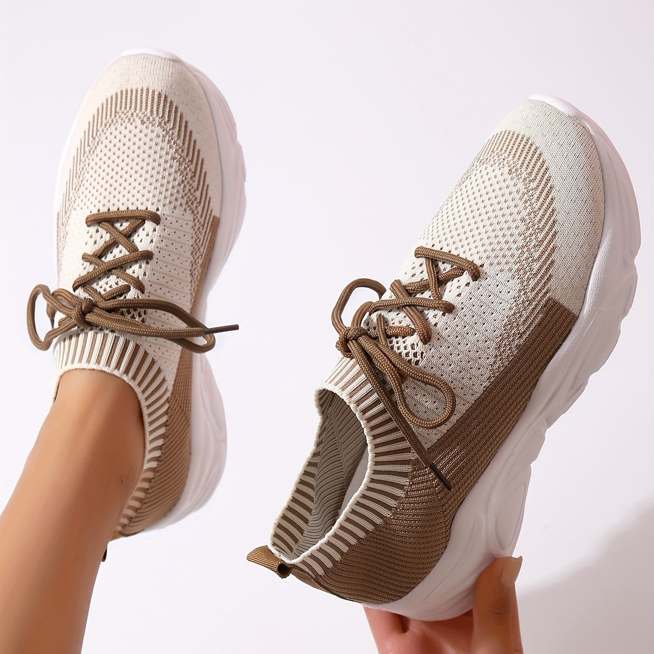 Agathe | Braune Strick-Sneaker