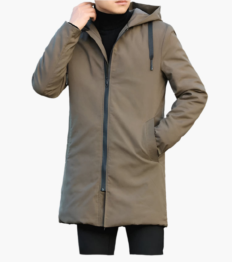 Noel | Herren Winterjacke Lang mit Kapuze & Reißverschluss – Winddicht, Wasserdicht & Warm für Herbst & Winter