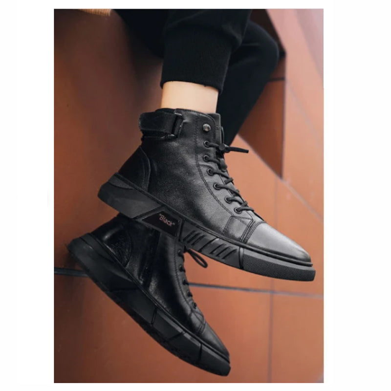 BlackBoots | Schwarze warme Lederstiefel