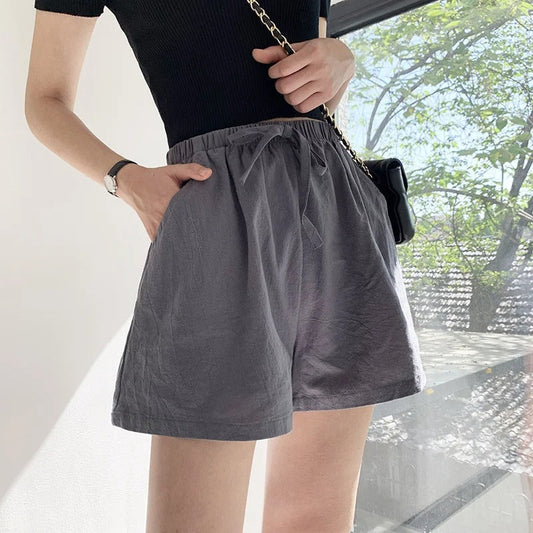 Elore | Schräge Taschen Leinen Shorts