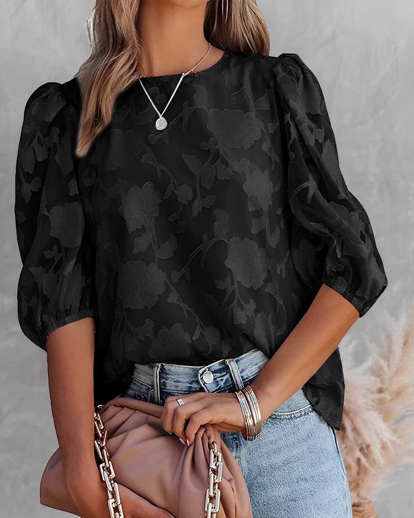 Lotty | Damen Puff-Sleeved Chiffon Shirt