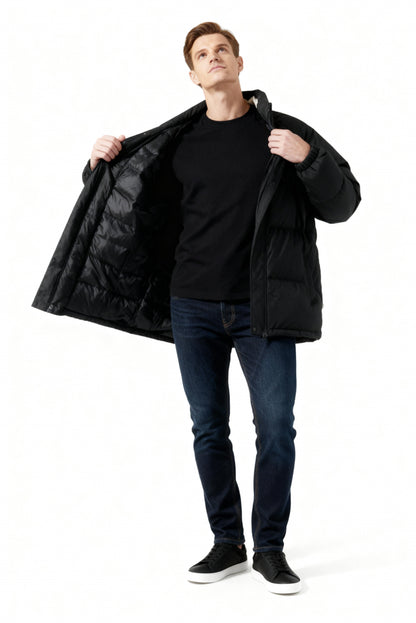 Pufferjacke Herren | Gefütterte Kapuzenjacke mit Fleece für Winter & Outdoor