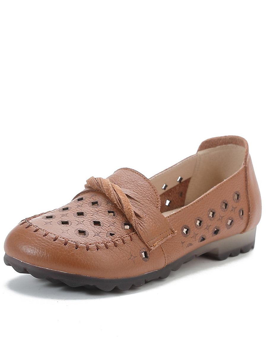 Hastaly | Damen Vintage Leder Ausgeschnittene Schuhe