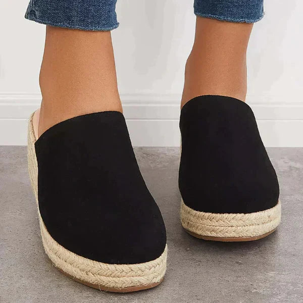 Esprille | Damen Backless Loafer Espadrilles mit Keilabsatz