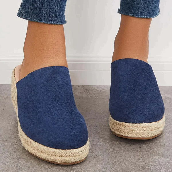 Esprille | Damen Backless Loafer Espadrilles mit Keilabsatz