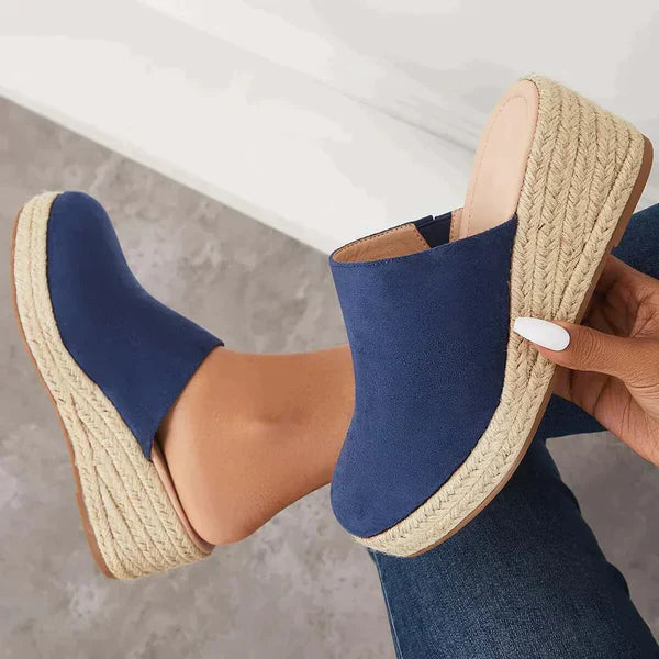 Esprille | Damen Backless Loafer Espadrilles mit Keilabsatz