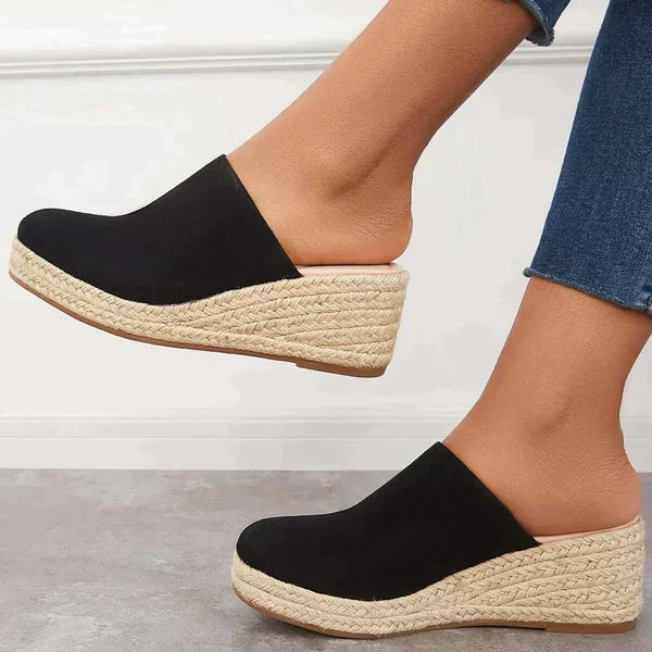 Esprille | Damen Backless Loafer Espadrilles mit Keilabsatz