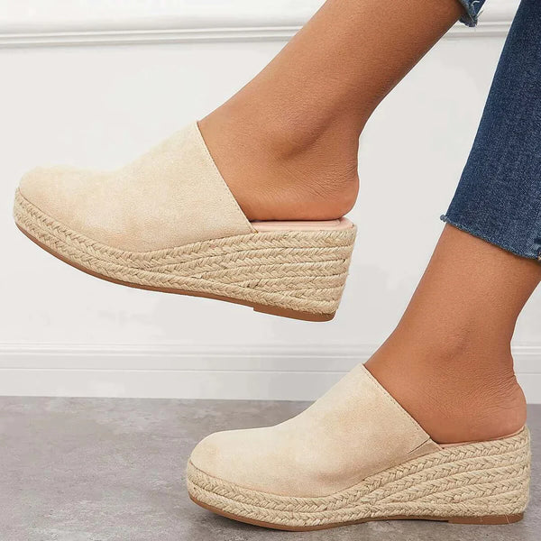 Esprille | Damen Backless Loafer Espadrilles mit Keilabsatz