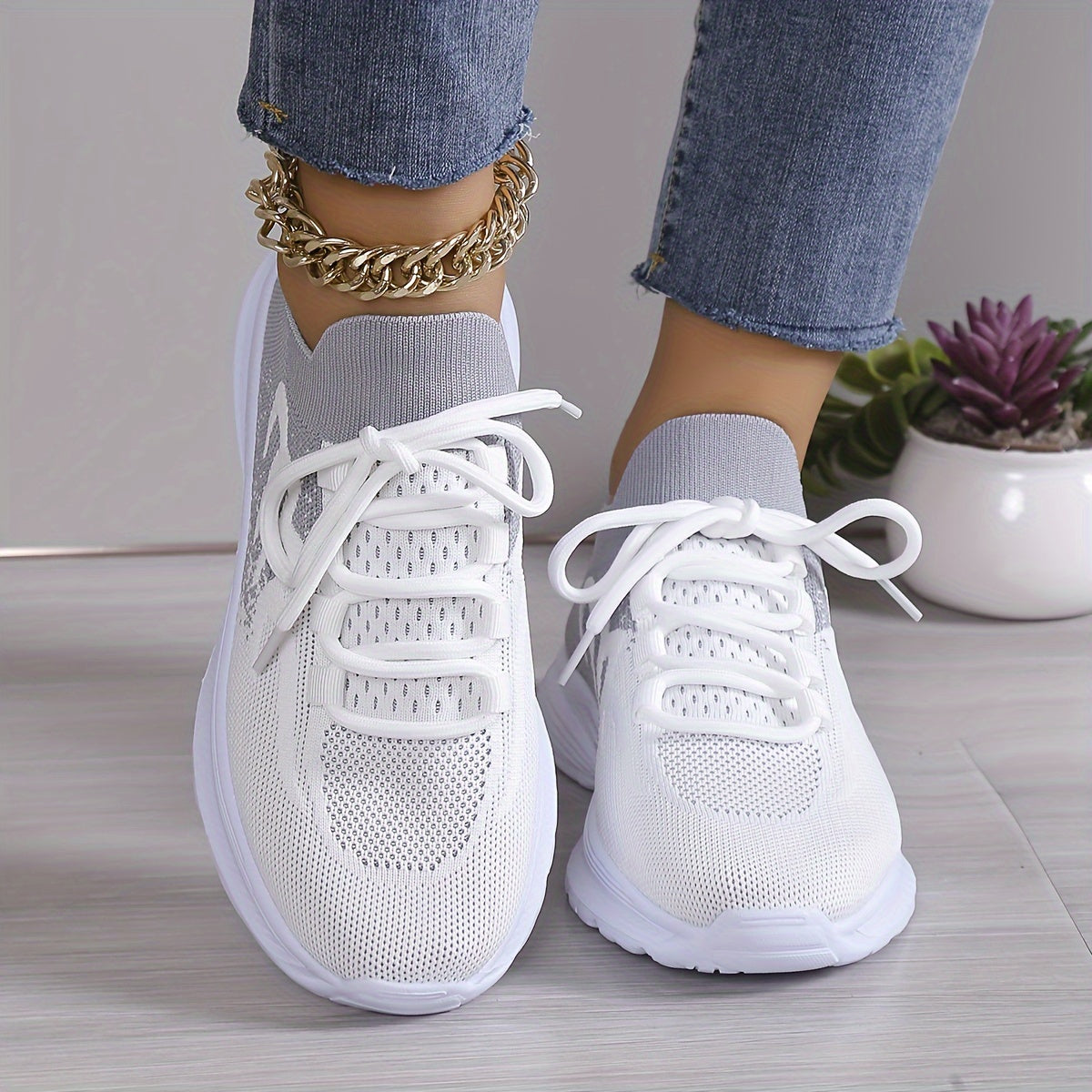 Elke | Graue Sportliche Sneaker