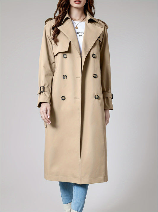 Coletta | Damen Lange Doppelknopf-Trenchcoat mit Gürtel – Klassisch Taillierte Passform