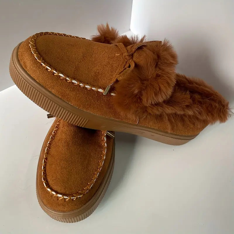 Janna | Damen Winter Loafer mit Faux Fur Fütterung, dicke Sohle und Slip-On Design