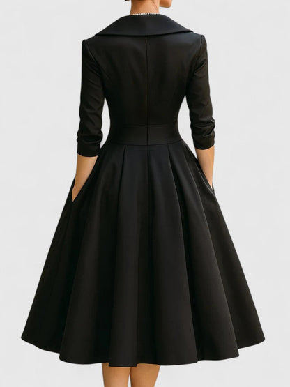 Elegant A-Line Dress | Damen A-Linienkleid mit Wickelkragen & femininer Silhouette