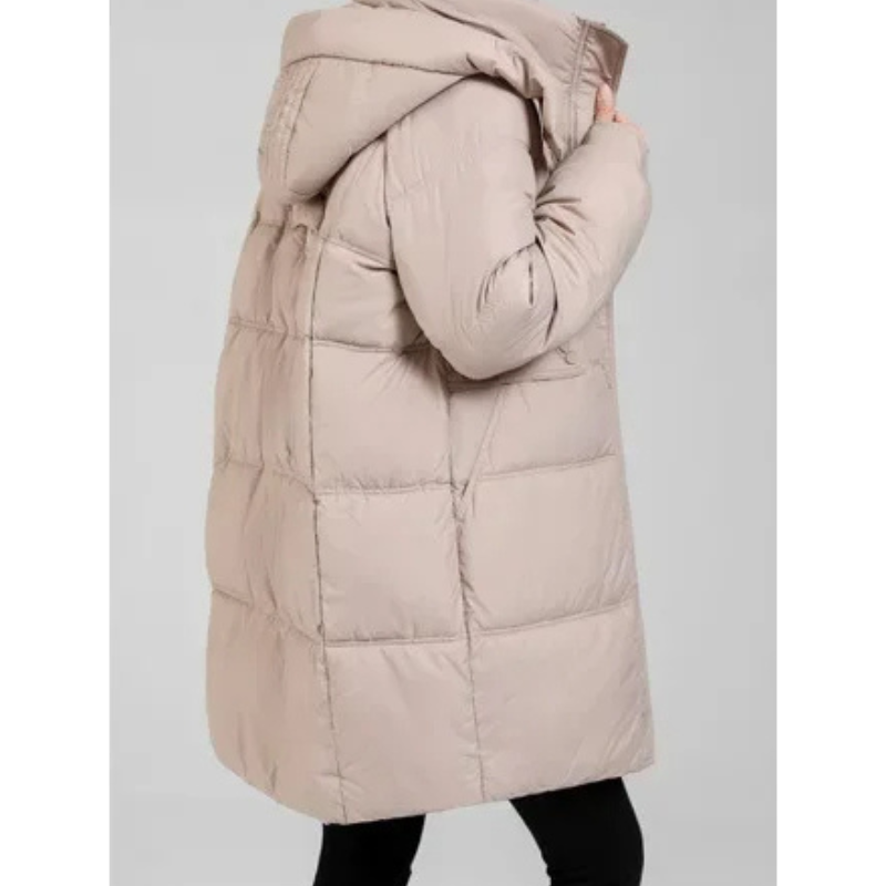 Elisa | Damen Gewatteierte Parka Winterjacke mit Stehkragen und Abnehmbarer Kapuze