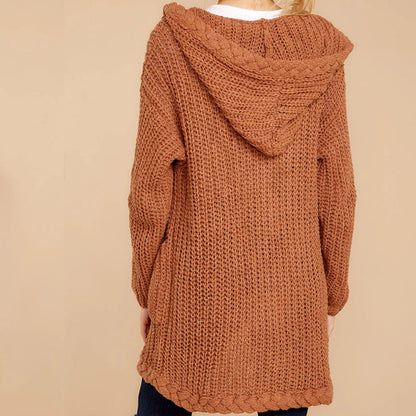 Damen Grobstrickjacke mit Kapuze | Lässig & Praktische Taschen