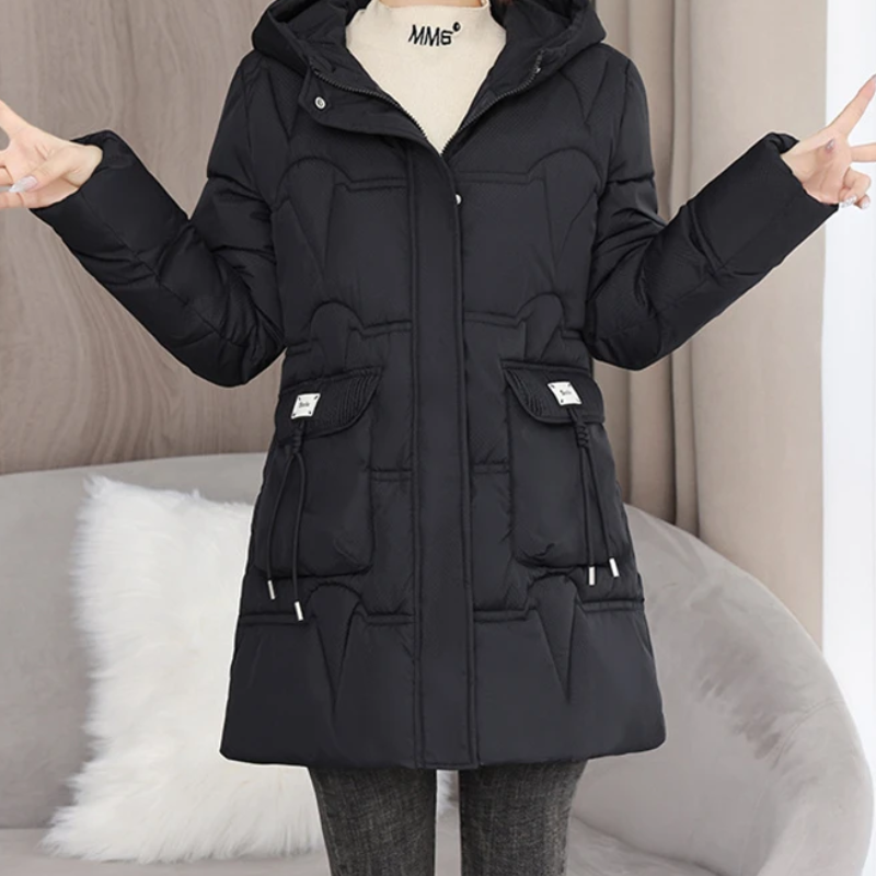 Delia | Damen Winddichte Parka Winterjacke mit Kapuze und Reißverschluss