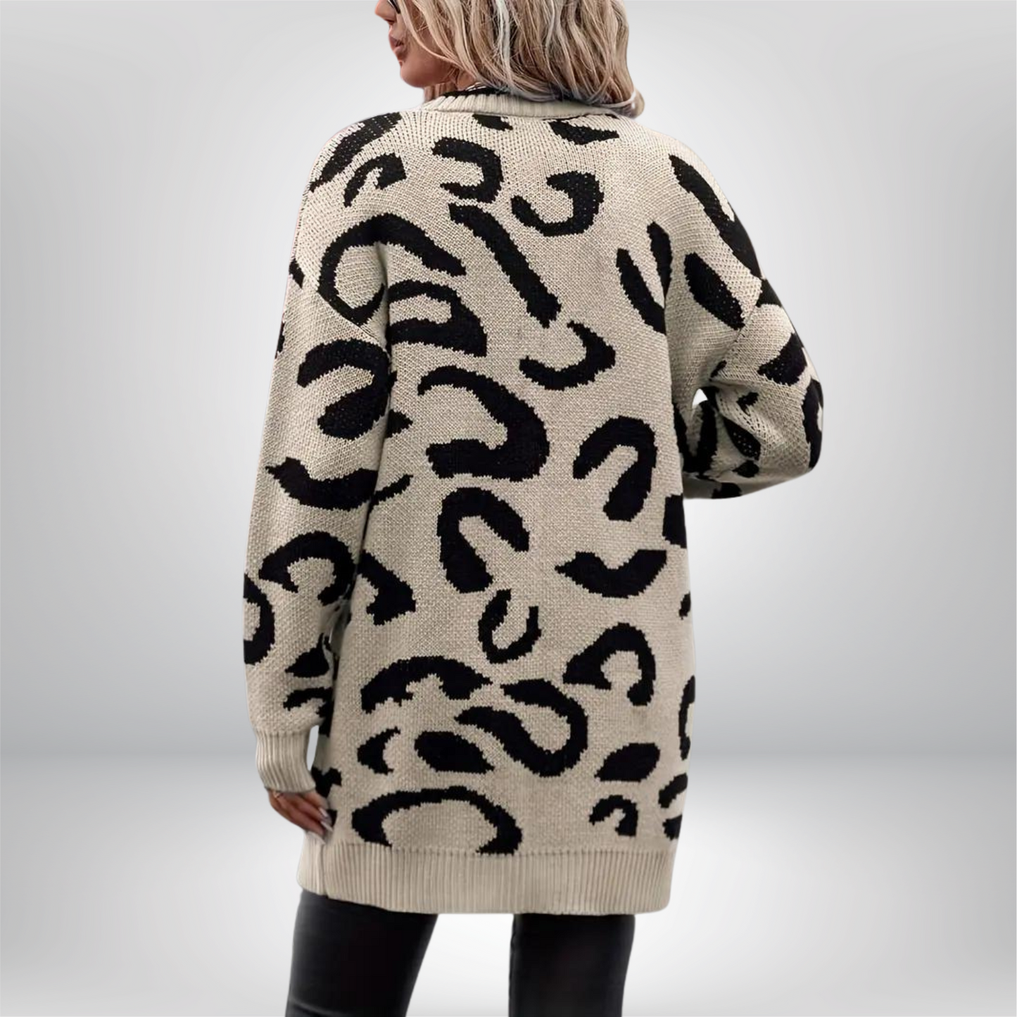 Stenne | Wild Print Strickjacke mit langem Schnitt