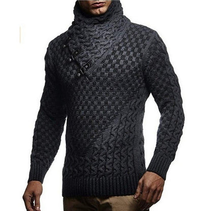 Modern Knit Sweater Herren | Strickpullover mit Hochgeschlossenem Kragen & Zopfmuster