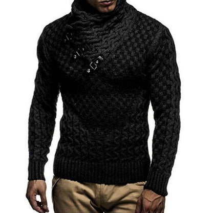 Modern Knit Sweater Herren | Strickpullover mit Hochgeschlossenem Kragen & Zopfmuster