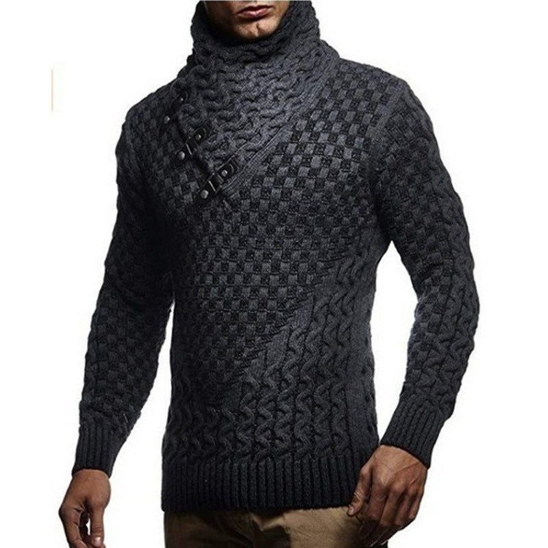 Modern Knit Sweater Herren | Strickpullover mit Hochgeschlossenem Kragen & Zopfmuster