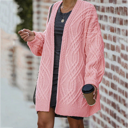 Damen Grobstrickcardigan | Elegantes Zopfmuster & Lässiger Schnitt