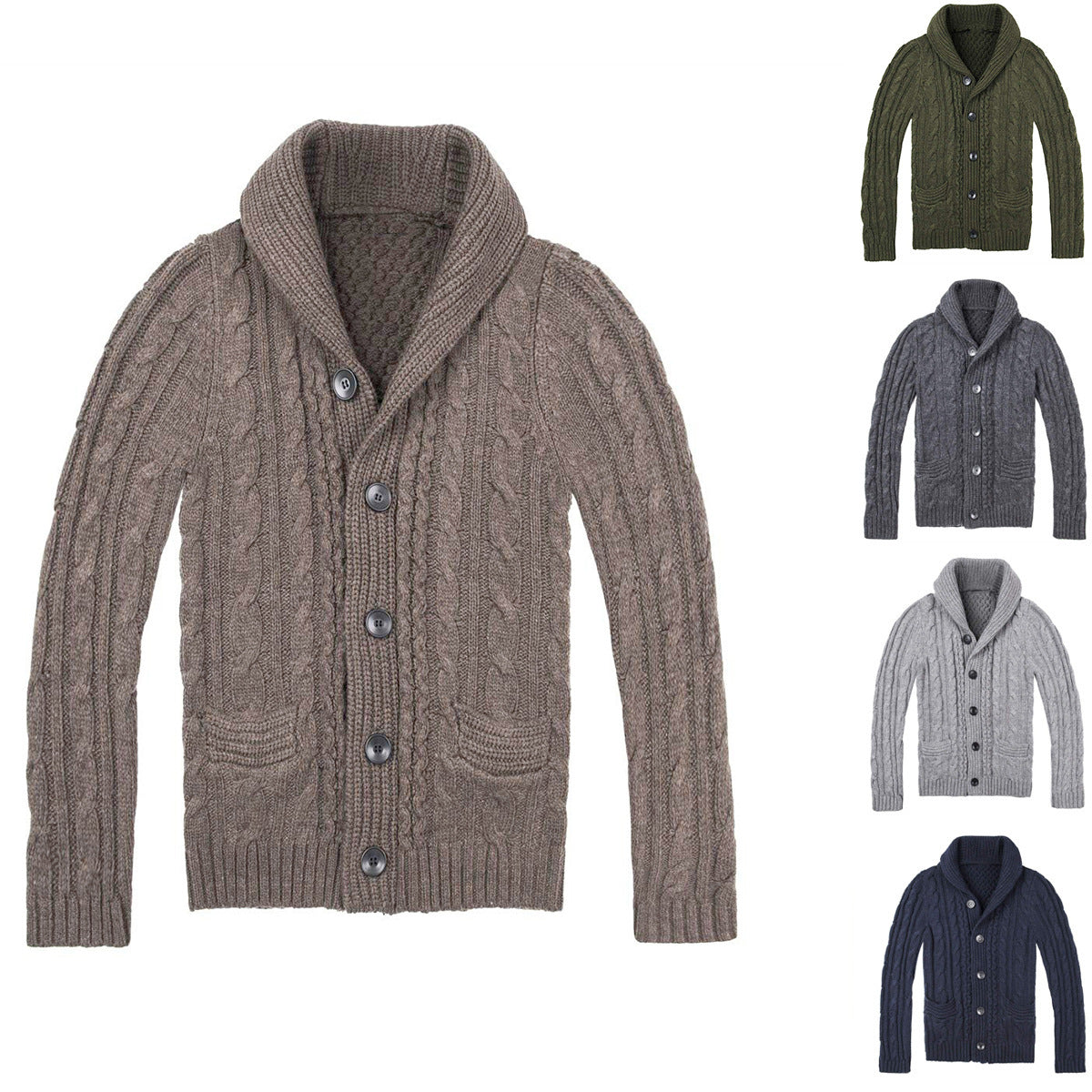Cable Knit Cardigan Herren | Strickjacke mit elegantem Zopfmuster und praktischen Taschen