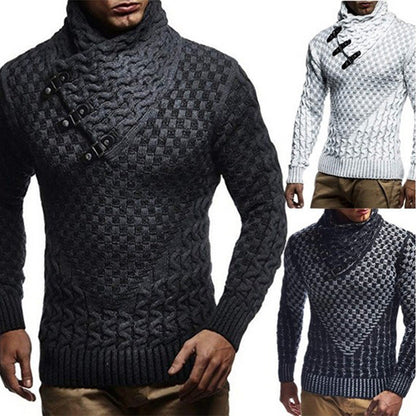 Modern Knit Sweater Herren | Strickpullover mit Hochgeschlossenem Kragen & Zopfmuster
