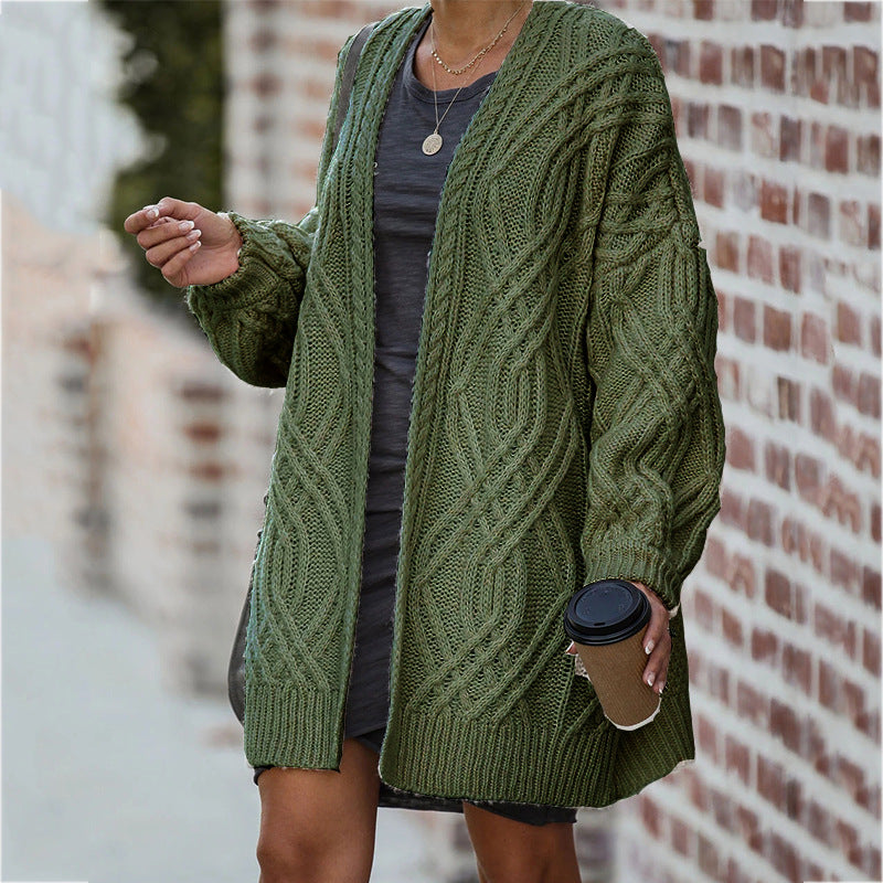 Damen Grobstrickcardigan | Elegantes Zopfmuster & Lässiger Schnitt