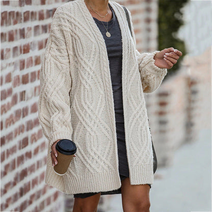 Damen Grobstrickcardigan | Elegantes Zopfmuster & Lässiger Schnitt