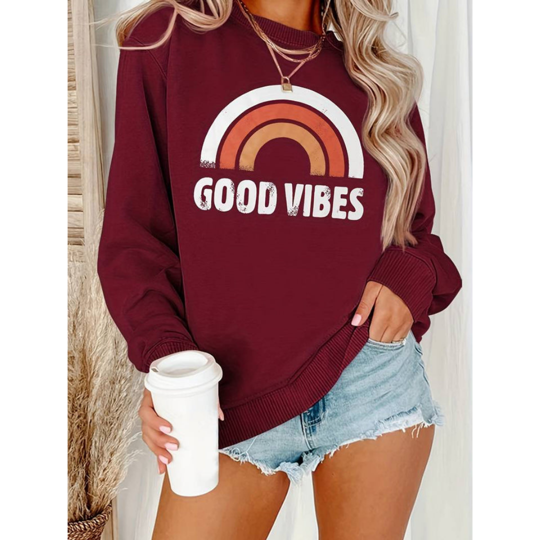 Goodie | Damen Sweatshirt mit Good Vibe Rainbow Print