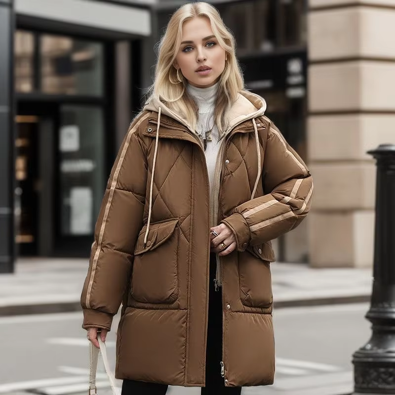 Amara | Damen Winterjacke – Wasserdichte, gepolsterte Jacke mit Kapuze und Taschen im Flap-Stil