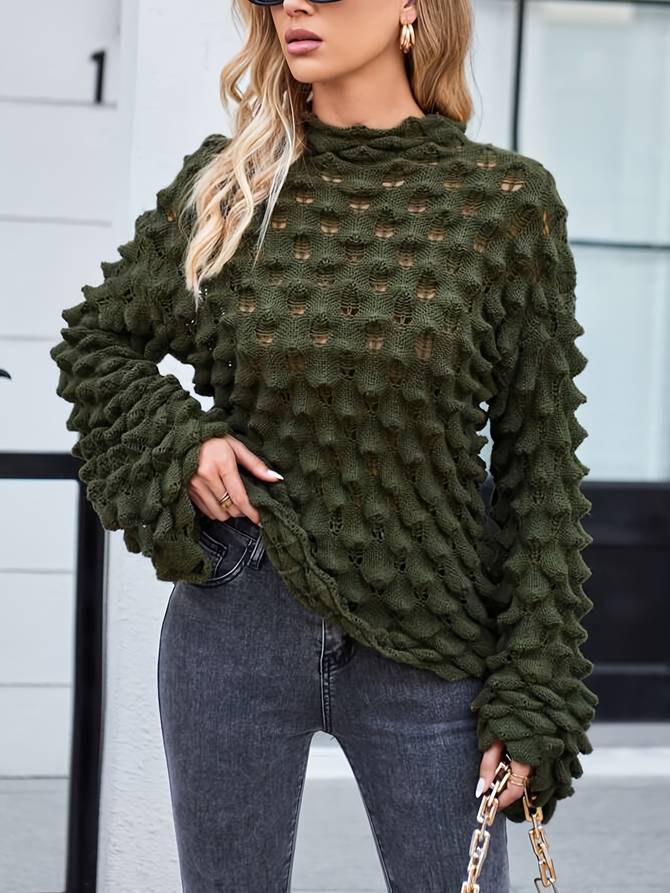 Gylora | Damen Strickpullover mit modischen Rüschen