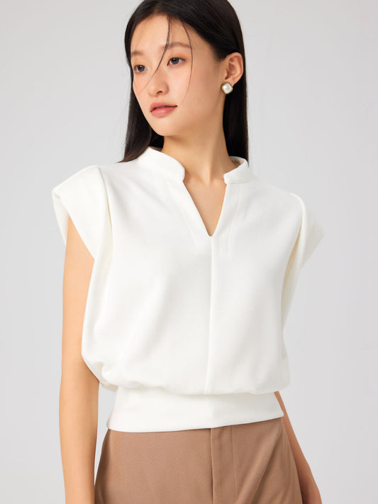 Zeliana | Elegantes Crop-Top mit Faltendetail und V-Ausschnitt