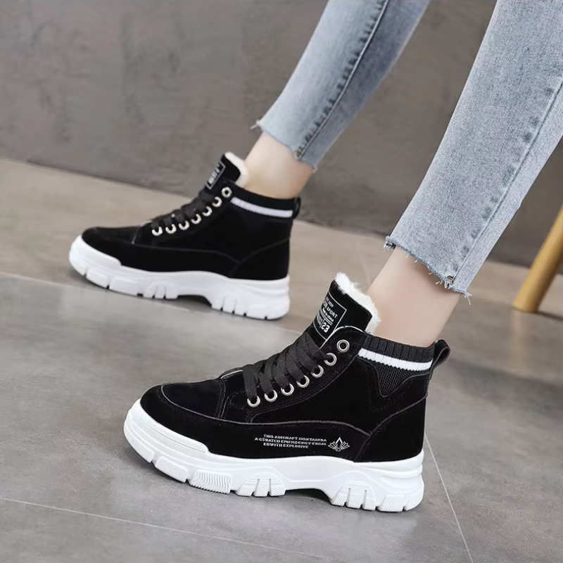 Valeria | Damen Winter-Sneaker mit Plattformsohle, Fleece-Futter und Schnürdetails