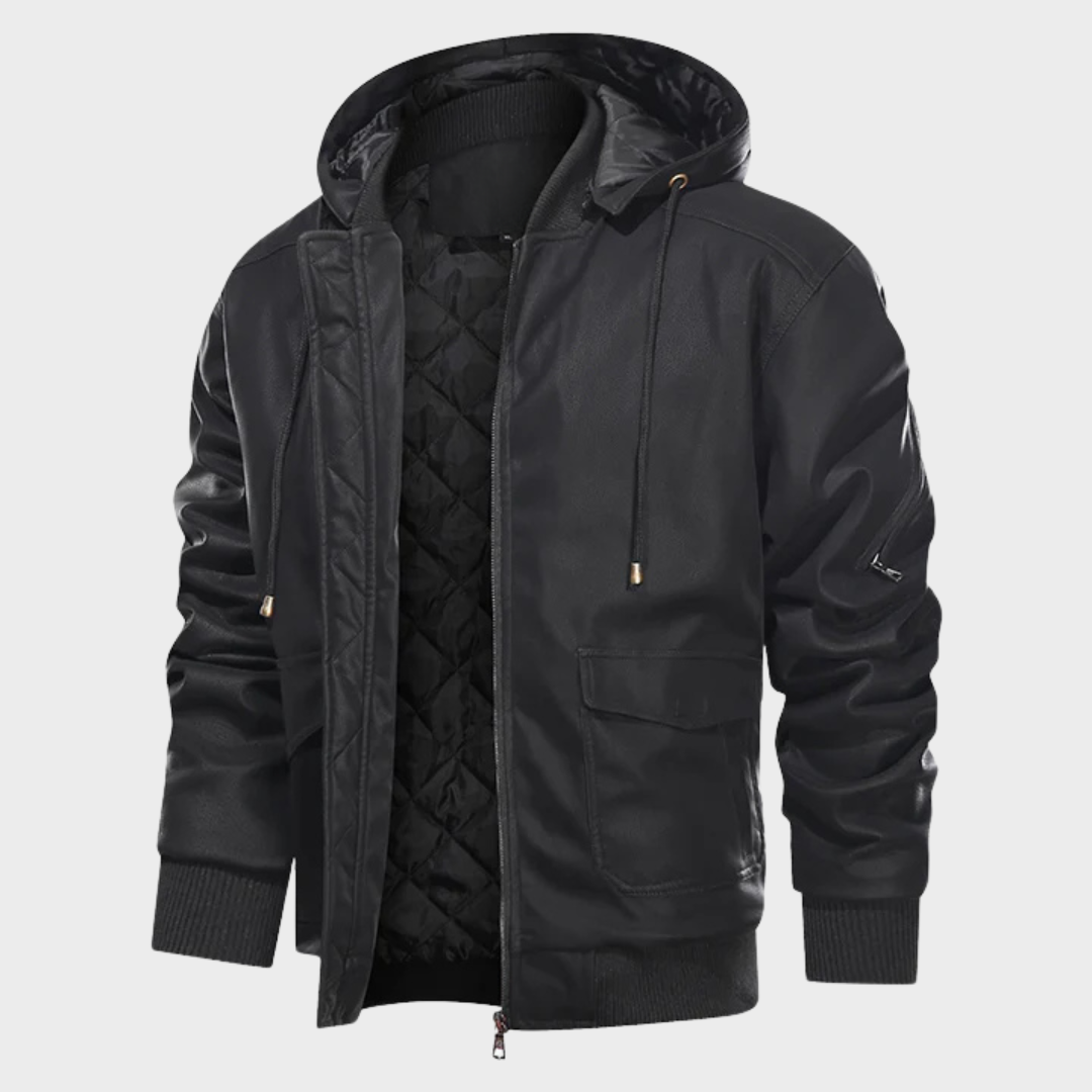 Stefano | Herren Premium Motorradjacke – Klassische, Quilted Innenjacke mit Kapuze und Reißverschluss