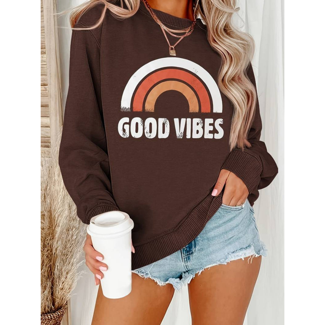 Goodie | Damen Sweatshirt mit Good Vibe Rainbow Print