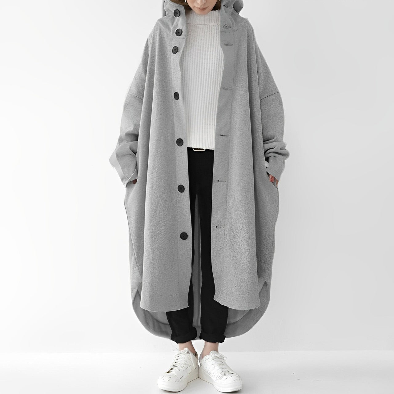 Nina | Damen Trenchcoat – Lockerer Schnitt, Kapuze, weicher Stoff, Taschen